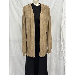 BKE Womens Brown Knit Open Front Hooded‎ Cardigan Sweater M Long Sleeve Casual
